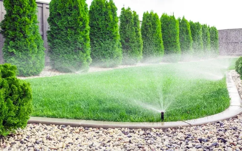 Irrigation system in a beautiful landscape